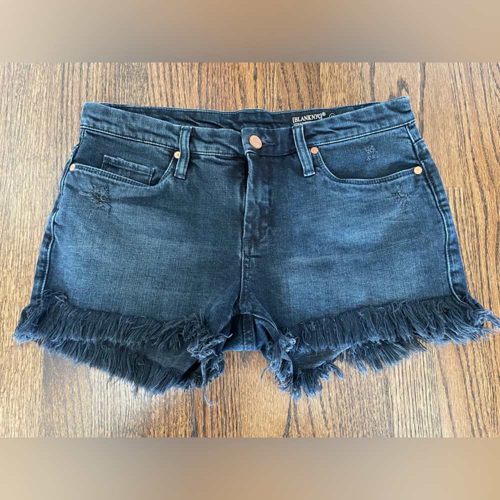 BLANKNYC dark jean frayed LITTLE QUEENIE Cut-off Jean Shorts 28